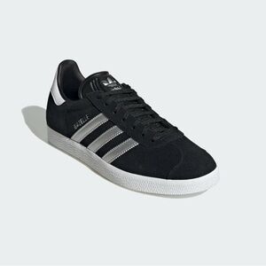 Adidas Black Suede Gazelle Sneakers with silver Stripes